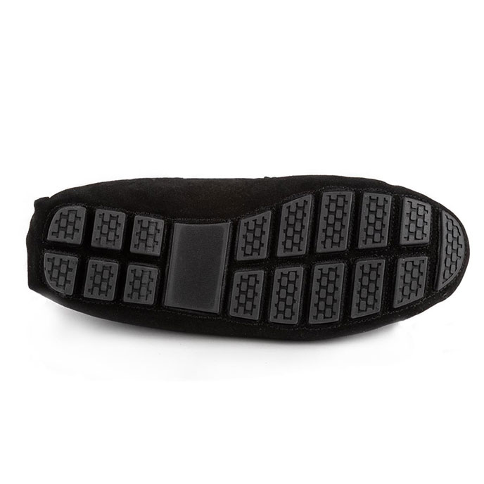 Isotoner® Mens Real Suede With Closed Stitch Moccasin Slipper Black Extra Image 5